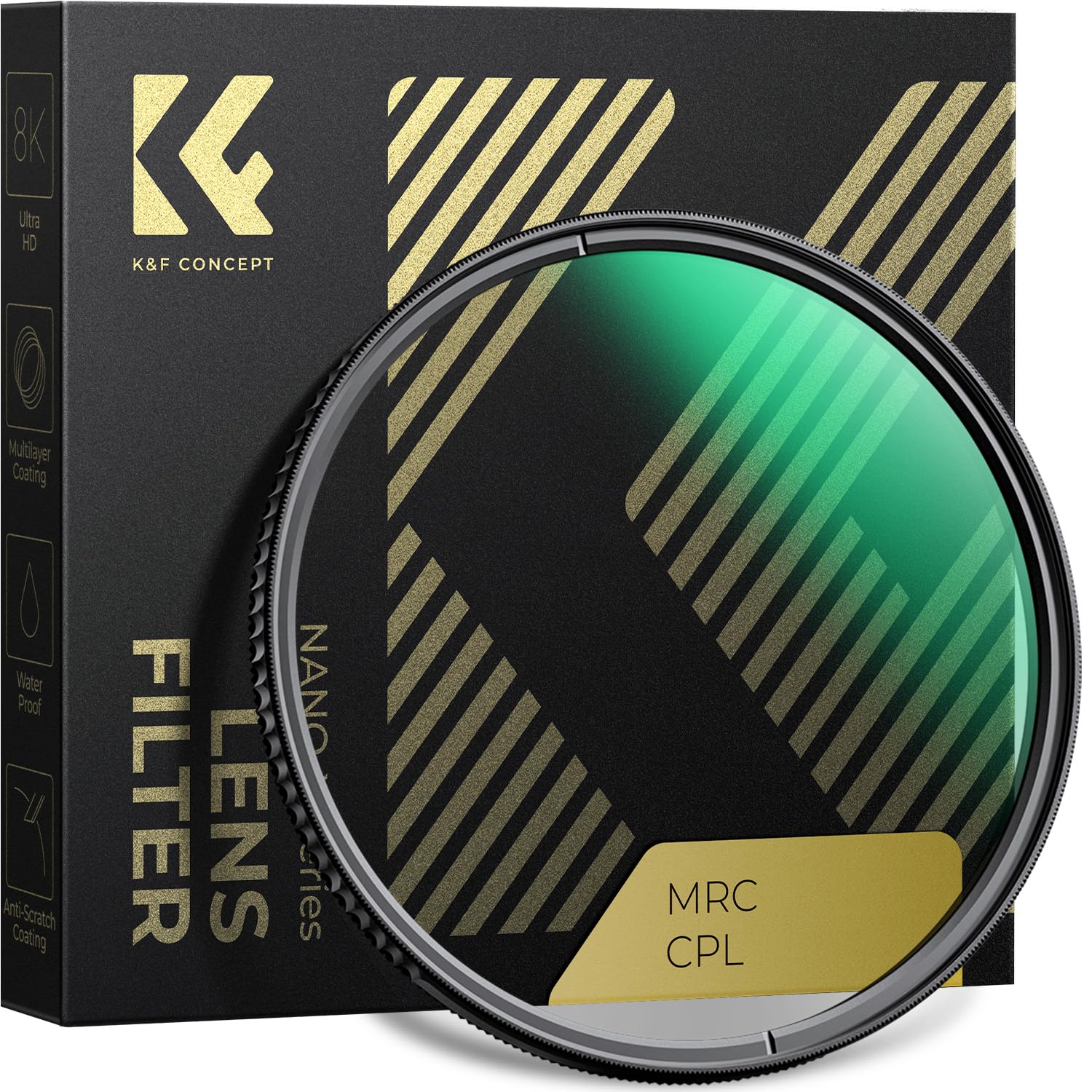 【貨物輸送無料】K\u0026F Concept 磁気CPL水漉し+水晶体旗がしら書き割り 磁気ねばり着く とり備える助けになる サーキュラー 対照 無条件反射合わせる用水晶体水漉し 超薄型 円偏光水漉し PL水漉し 撥水 防汚 大きさ：127粍