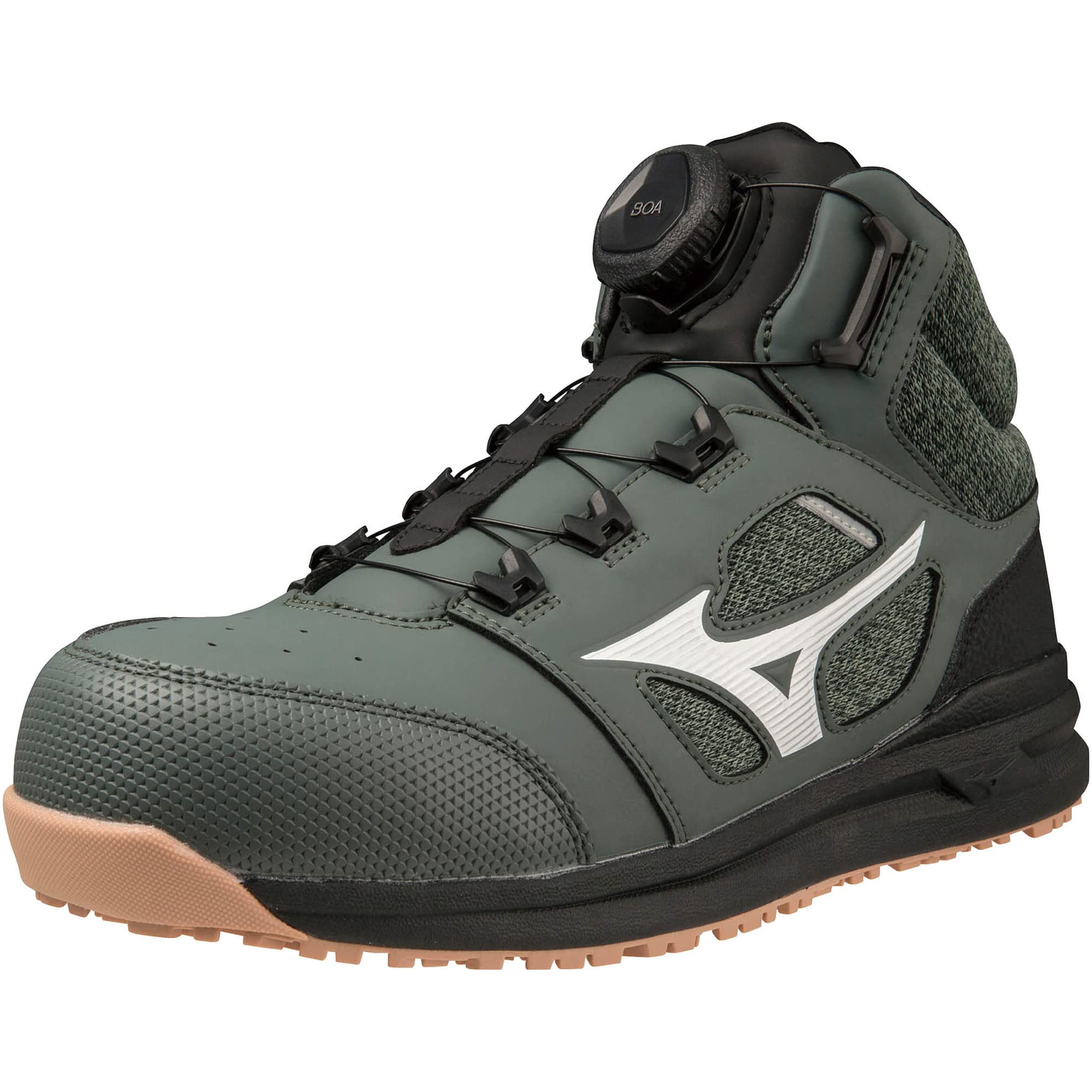 【貨物輸送無料】MIZUNO(ミズノ) メンズ 安全性のある靴 オールマイティ LS273M BOA細工物シューズ 色：カーキ/白いこと、大きさ：24.5 珊