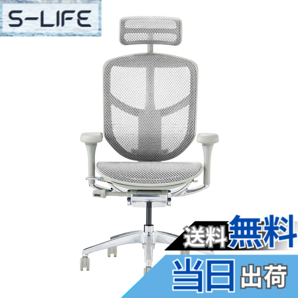 【貨物輸送無料】エルゴヒューマン2(ergohuman2) 執務室女性議長 ENJOY 悦ばせる 色：メッシュ:薄墨色 / 一こま:薄墨色、大きさ：御機嫌手合い