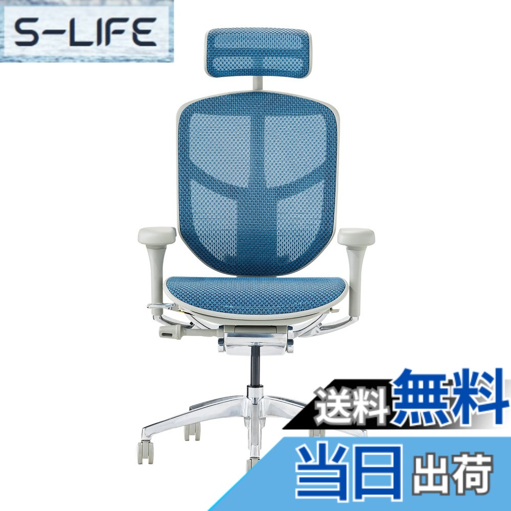【貨物輸送無料】エルゴヒューマン2(ergohuman2) 事務室女性議長 ENJOY 楽します 色：メッシュ:青碧 / 枠組み:薄墨色、大いさ：御機嫌印字機
