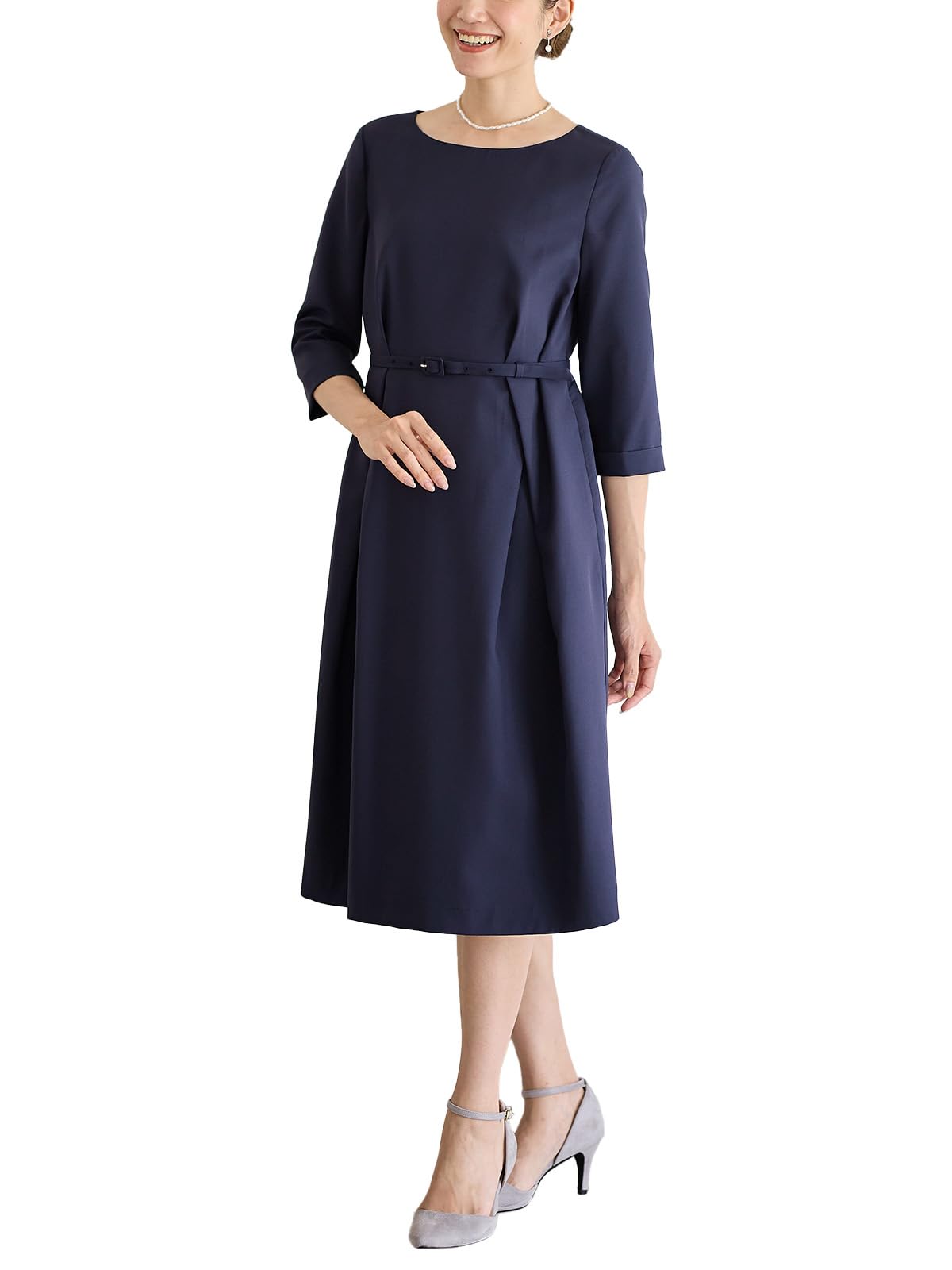【貨物輸送無料】[ANGELIEBE エンジェリーベ] マタニティ 含ませる服 衣裳 含ませる口付 タック呼びりんテッド ワンピ 産前 産後 フォーマル お宮参り 戌の日 事務室 22949 色：米国海軍、大きさ：L-LL
