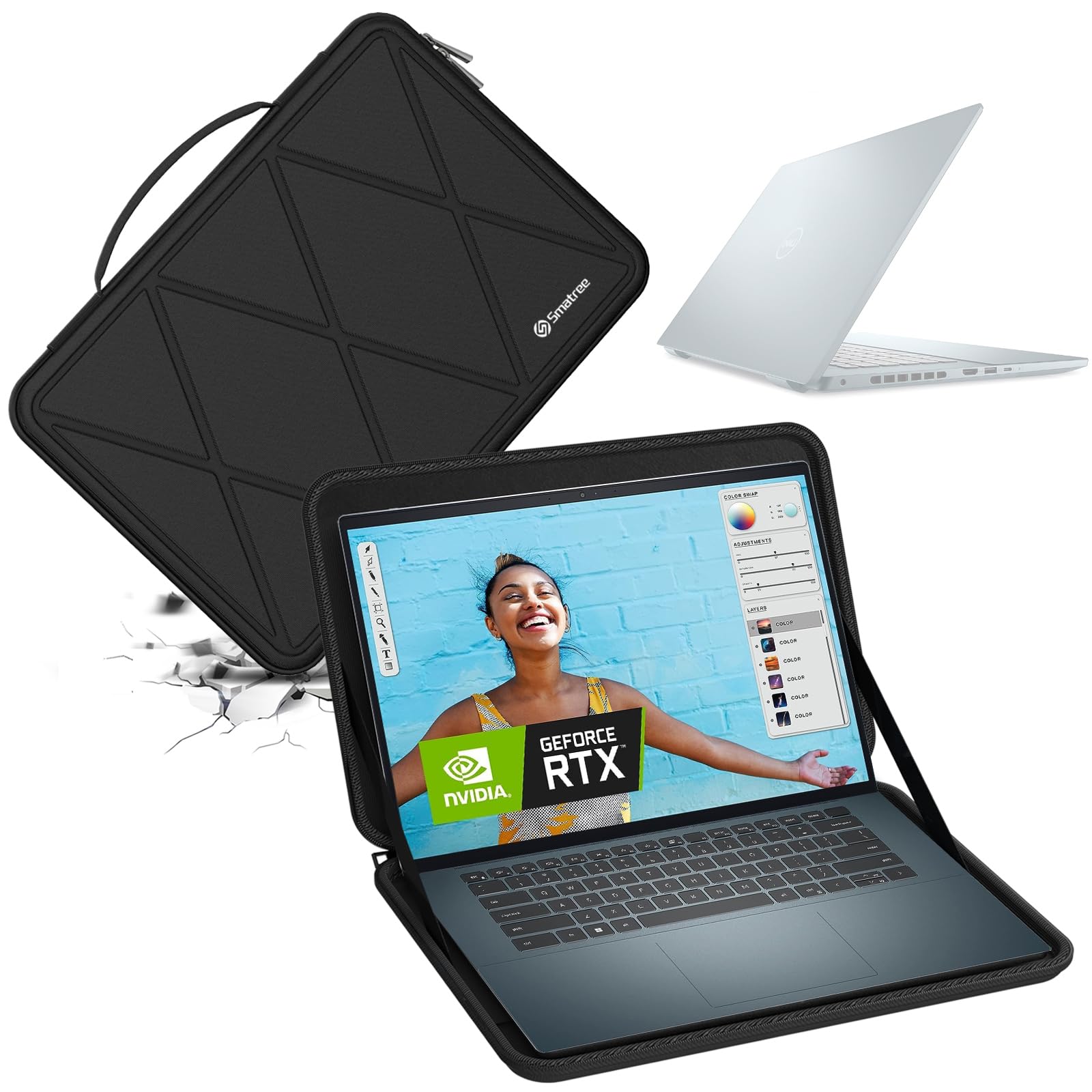 【貨物輸送無料】Smatree 捉え所の無い EVA 保護すること捩り入れもの DELL さあ美いの一番用 色：Xつづき物-黒いこと、大きさ：For DELL 16in(X8280)