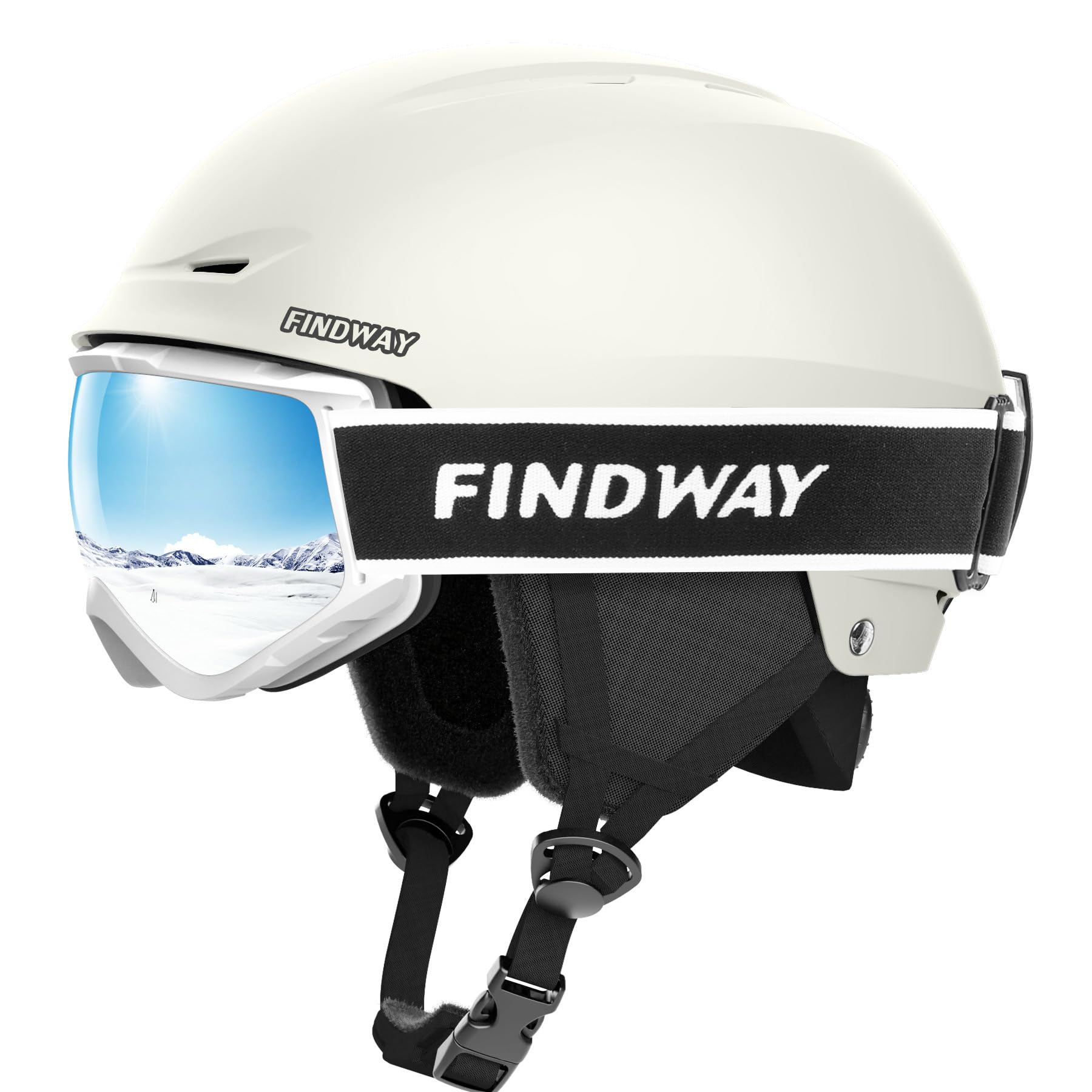 【貨物輸送無料】【スキーの板安全帽とゴーグルの仕掛ける】Findwayスキーの板安全帽 成年者 スキーゴーグル付き添い人 OTG 眼鏡相応う 文字盤式大きさ合わせる 3層保護すること ダブル水晶体 曇り打ち切り/防風/防雪 UVとり捨てる 軽さ 耐衝撃 保温性と通気 スノーボード アウ 色：白、大きさ：M:55-59糎