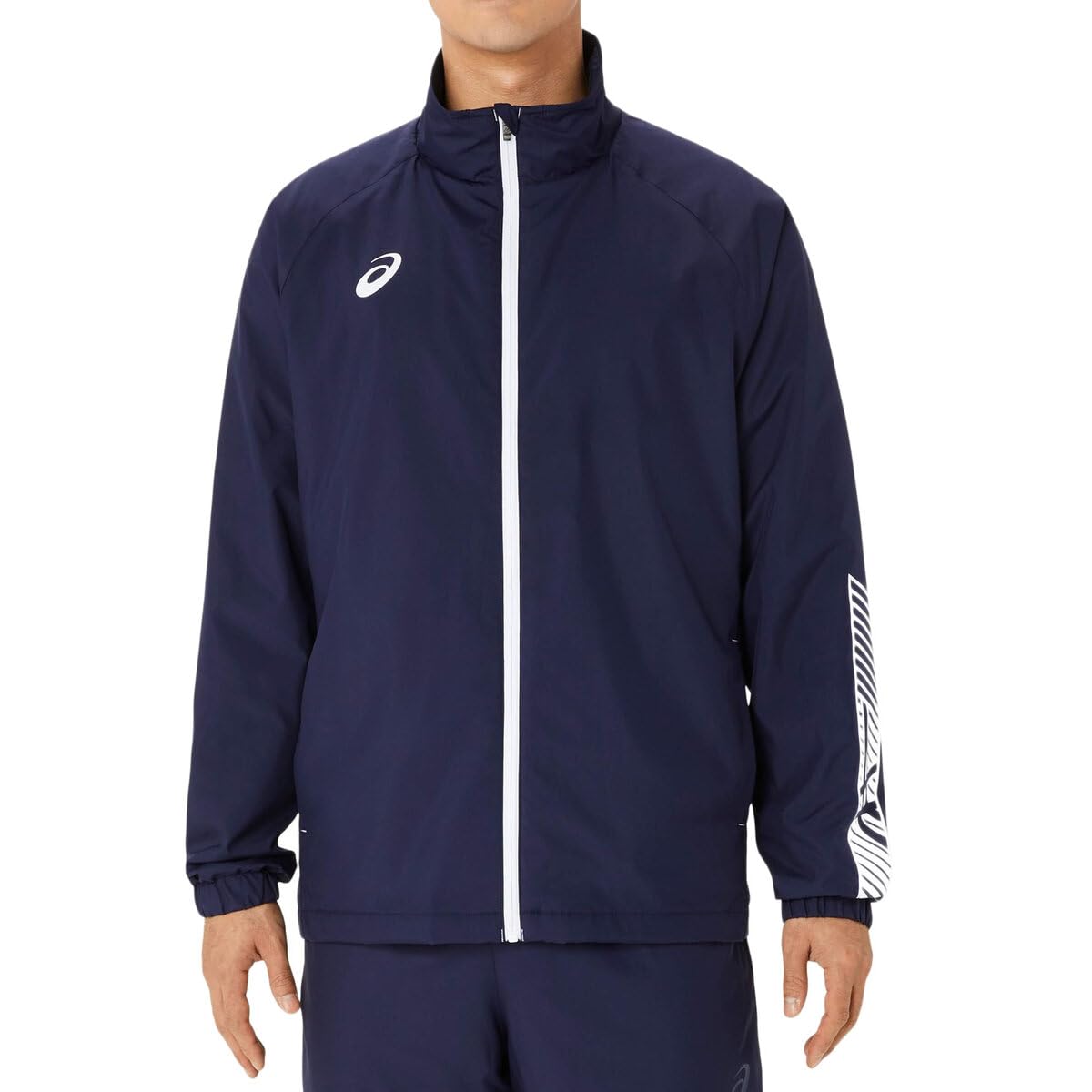 【貨物輸送無料】asics(アシックス) トレ－ニングウェア裏トリコットブレーカージャケット 2031E745メンズ 色：400(十二時xブリリアントホワイト)、大きさ：2XL