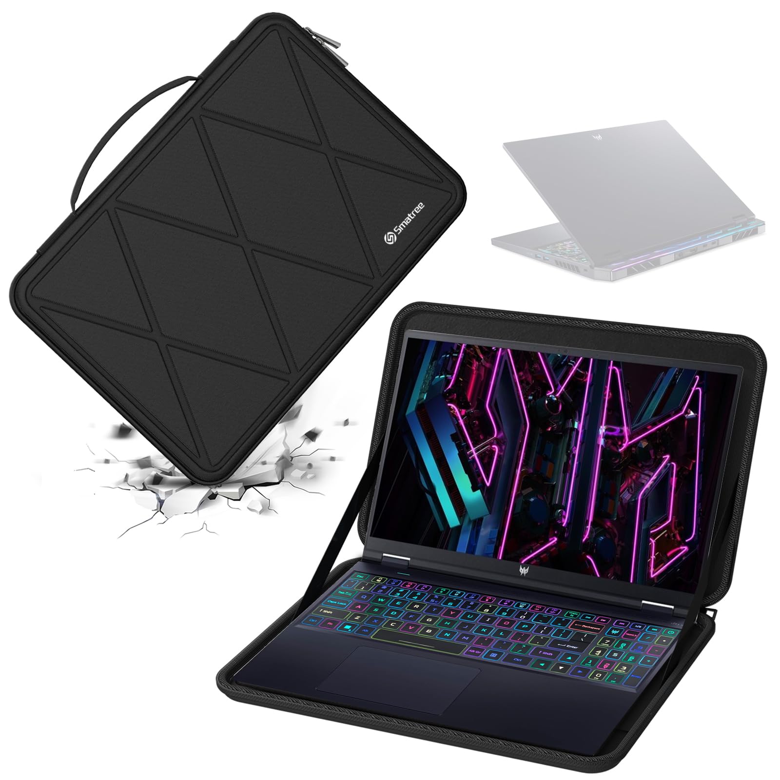 【貨物輸送無料】Smatree 捉え所の無い EVA 保護すること捩り入れもの Acer さあ美いの一番用 色：Xつづき物-黒いこと、大きさ：For Acer 16in(X8310)