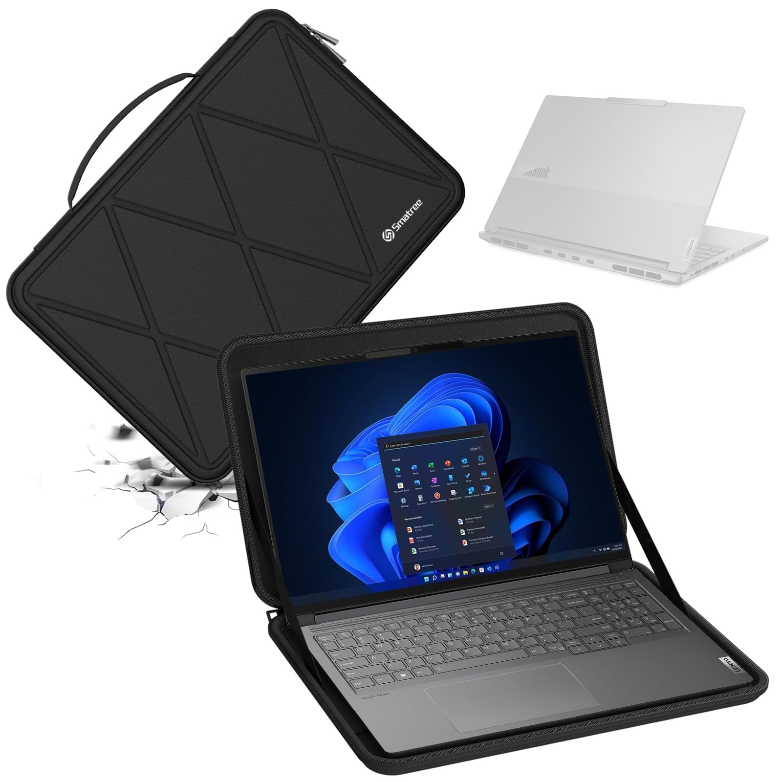 【貨物輸送無料】Smatree 捉え所のない EVA 保護すること衣袂容れもの Lenovo 一回りとっ始め用 色：X続きもの-黒いこと、大きさ：For Lenovo 16in(X8282)