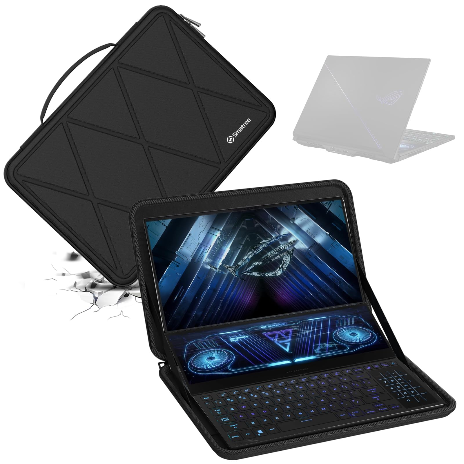 【貨物輸送無料】Smatree 捉え所の無いEVA保護すること捩り入れもの 16 in ASUS TUF Gaming F16 2025/A16 2025/2024 FA608、ROG Strix G16 2025/2024/2023、ROG Zephyrus Duo 16 (2023) GX650、ROG Strix SC 色：Black-For ASUS 16in(X8302)、大きさ：For ASUS 16in(X8302）