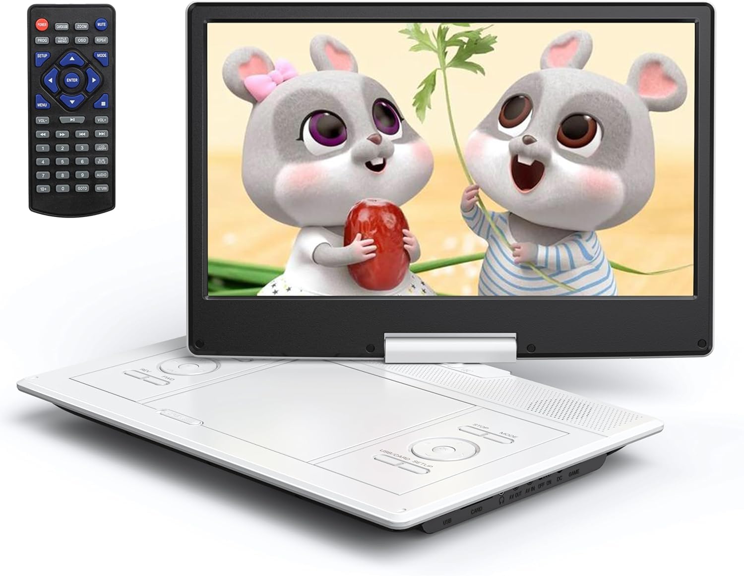 【貨物輸送無料】YOTON 携帯型ヴィデオディスク電気蓄音機 16.9型ヴィデオディスク/CD電気蓄音機 14.1in固定ディスク超大液晶画面 車載用・ちびっ子用 大静電容量乾電池内蔵 4-6第四次元年代順の継続当て嵌める能力のある 270°回転させる 前後180°ひっくり返す CPRM相応う ロバート・エドワード・リージョン無償性 TVに同期調整 遠隔操作付き添い人USB/SD歌留多に相応う  色：白いこと