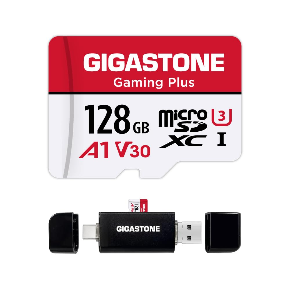 【貨物輸送無料】GIGASTONE マイクロsd歌留多 128-2-1 Core Group-Redwhite 色：128GB Gaming Plus 1枚+Type C歌留多愛読者