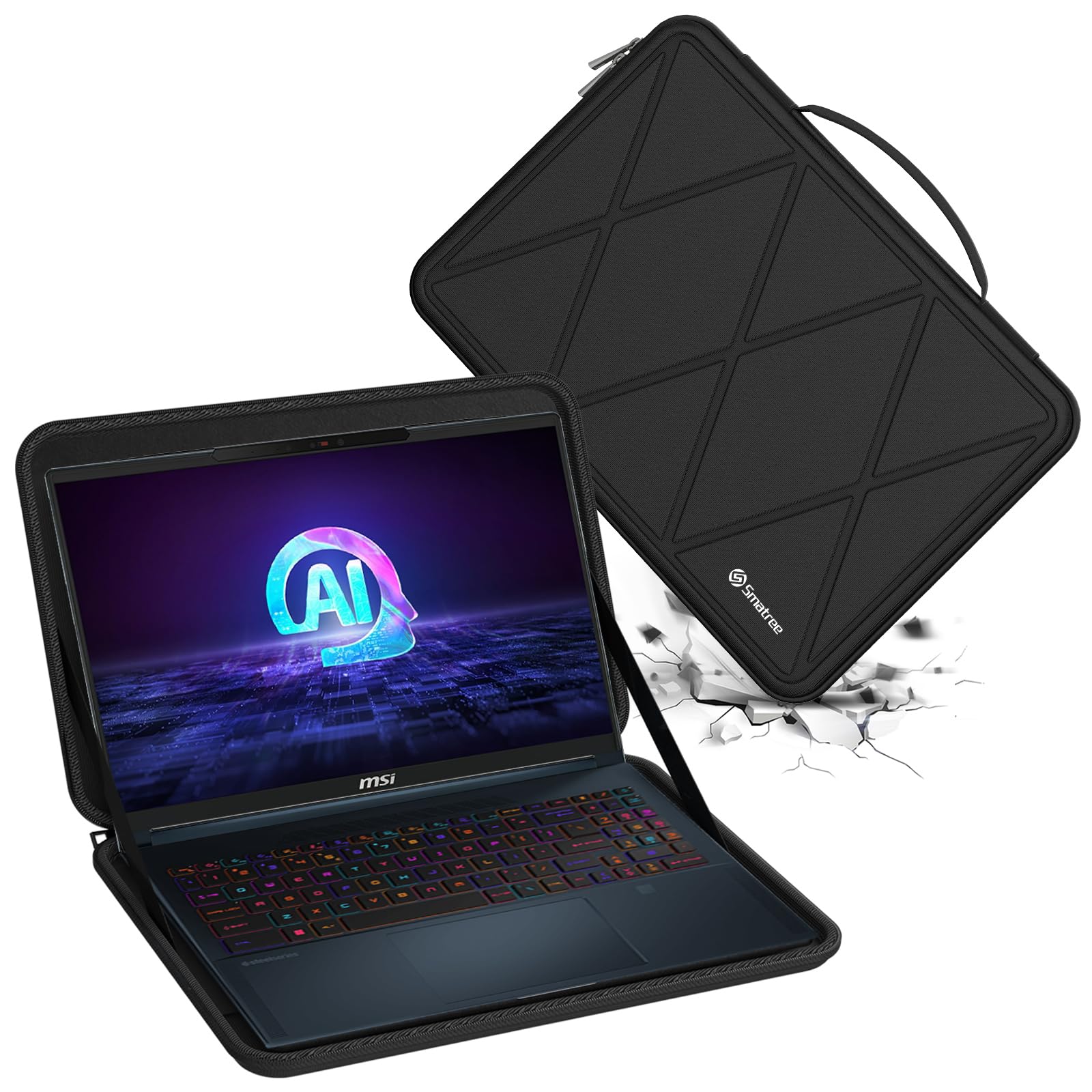 【貨物輸送無料】Smatree 捉え所のない EVA 保護すること衣袂容れもの MSI 一回りとっ始め用 色：X続きもの-黒いこと、大きさ：For MSI 16in(X8287-2)