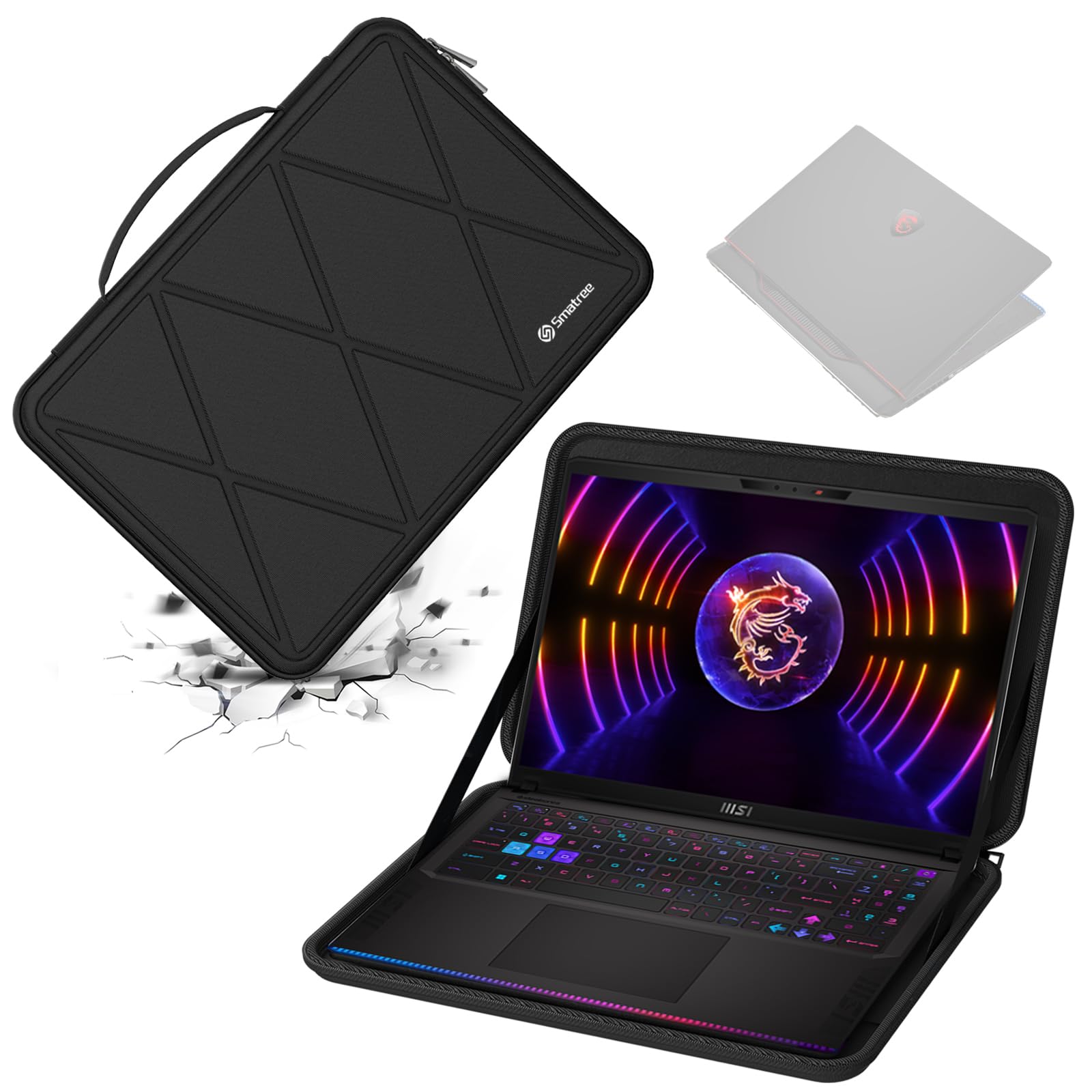 【貨物輸送無料】Smatree 捉え所のない EVA 保護すること衣袂容れもの MSI 一回りとっ始め用 色：X続きもの-黒いこと、大きさ：For MSI 16in(X8310)