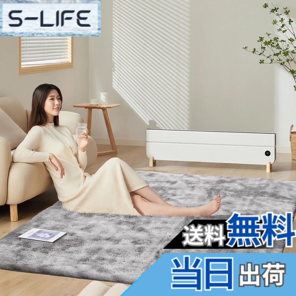 【送料無料】SOMANT カーペット ラグ 独自技術とデザインの抗菌防臭加工 色：ライトグレー xホワイト、サイズ：200 x 300 cm (長方形)｜S-LIFE