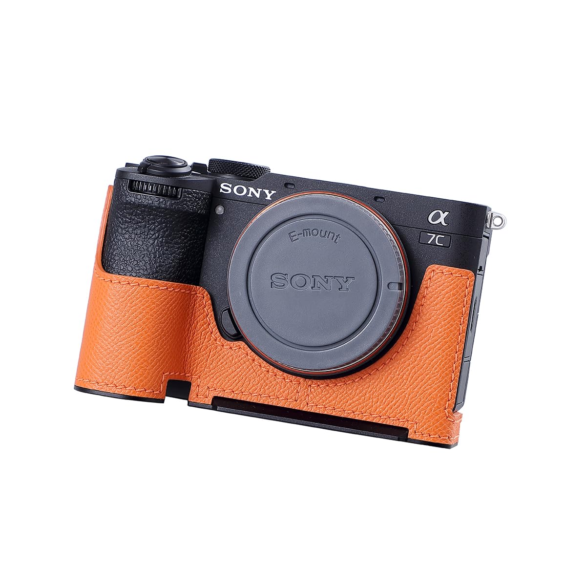 【貨物輸送無料】SIUTATDSH カメラハーフケース 当て嵌める Sony A7C2 A7C M2 a7cii ビンテージメタル本革インスタント写真機保護すること容れもの 今めかしい 携帯型 耐衝撃 色：オレンジ色