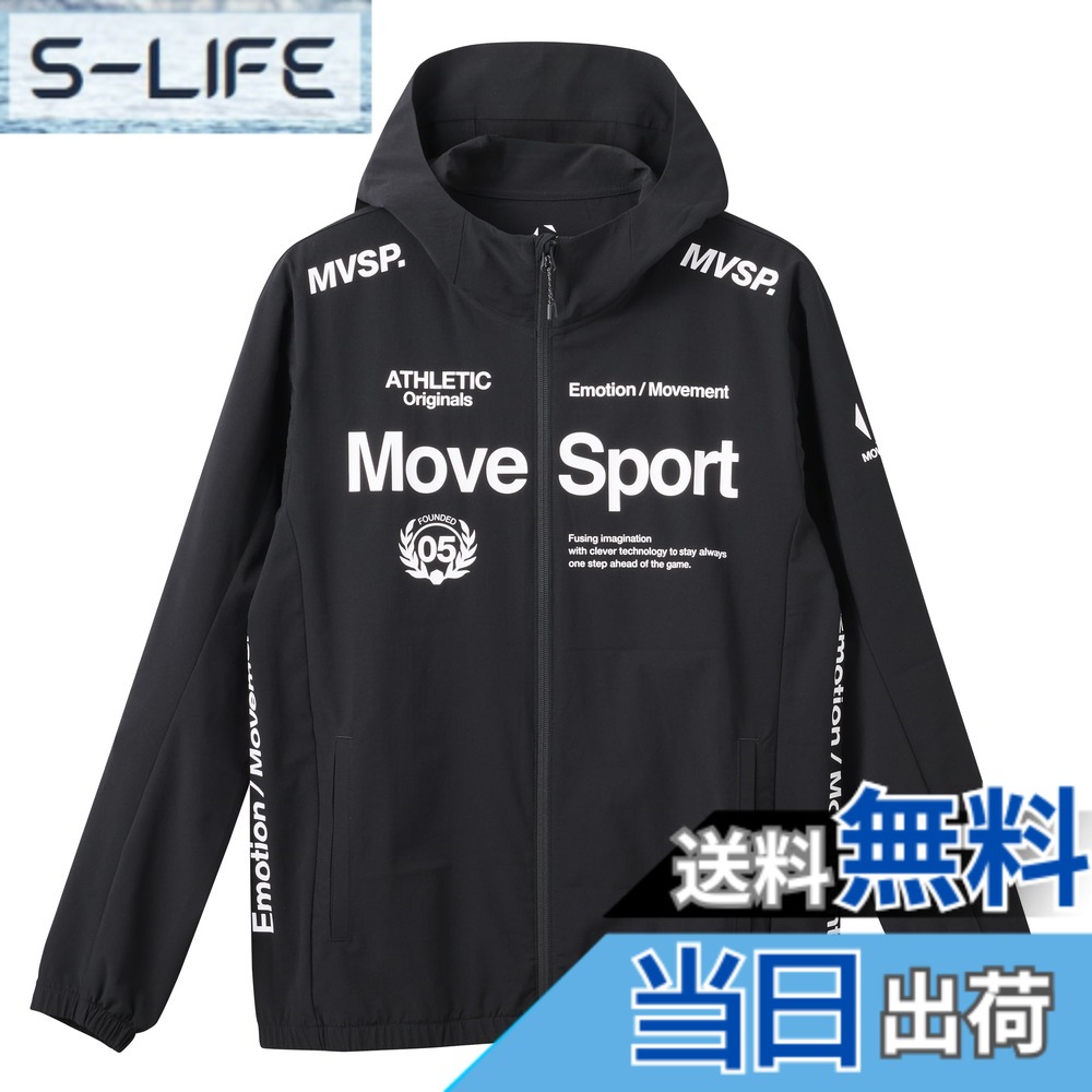 【貨物輸送無料】MOVESPORT(ムーブスポーツ) ジャージ・クロスデサント AIRY TRANSFER TAIKYU オーセンティックロゴ フルジップフーディー 伸ばすこと はっ水 色褪せしにくい 形づくる 駈けっくらメンズ 色：BK00(ST5SJK22M)、大いさ：2XO
