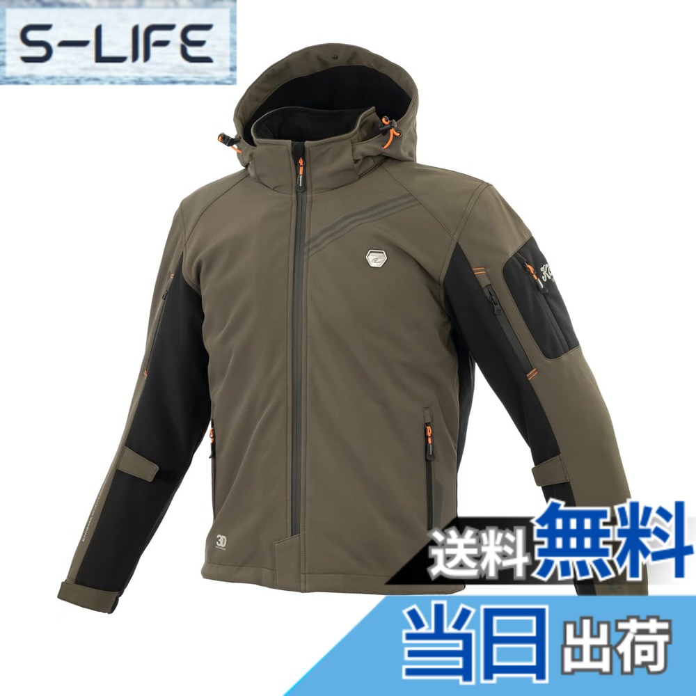 【送料無料】[コミネ] バイク用 プロテクトソフトシェルウィンターパーカ-イフ JK-579 JK-5791 JK-5792 JK-5793 秋冬春向け 防寒 CE規格レベル2 CE規格 ストレッチ素材 防風 プロテクター 色：オリーブ、サイズ：M｜S-LIFE