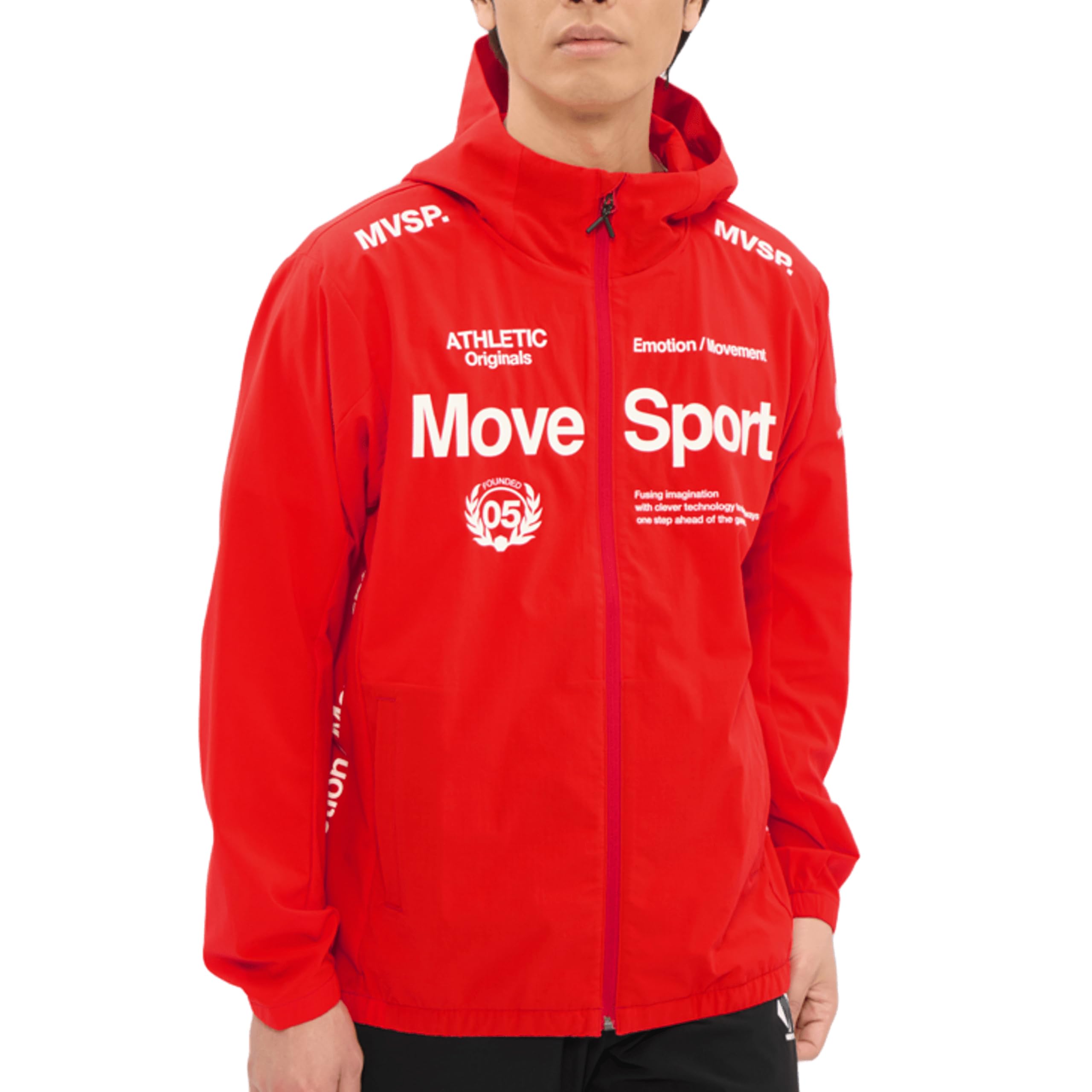 【送料無料】MOVESPORT(ムーブスポーツ) ジャージ・クロスデサント AIRY TRANSFER TAIKYU オーセンティックロゴ フルジップフーディー ストレッチ はっ水 色褪せしにくい トレーニング ランニングメンズ 色：RD00(ST5SJK22M)、サイズ：2XO｜S-LIFE