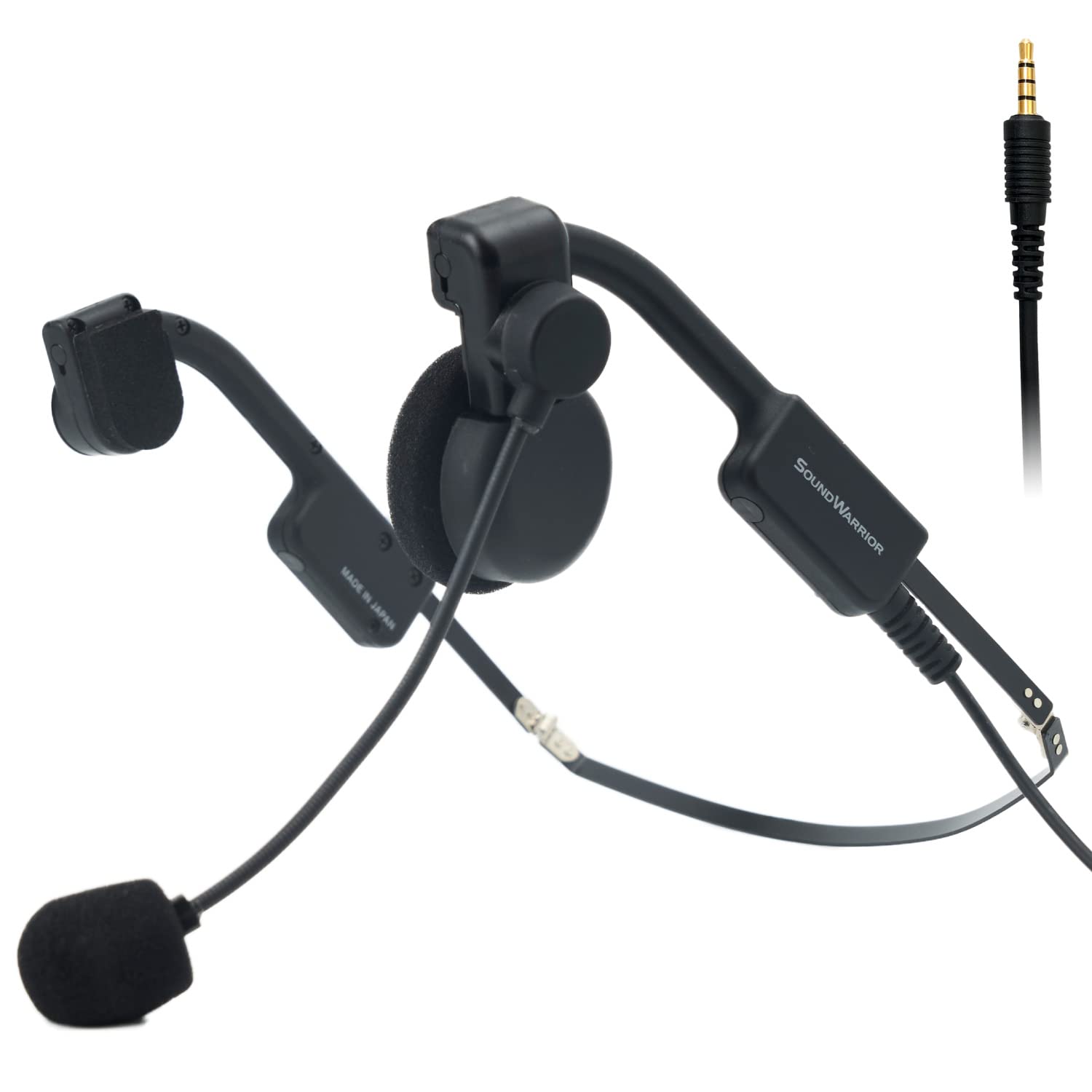 【送料無料】SOUNDWARRIOR 軽量 有線 ヘッドセット アクセサリー付 日本製 色:SW-HW2(片耳オンイヤー)、サイズ:交換用アクセサリー付|S-LIFE