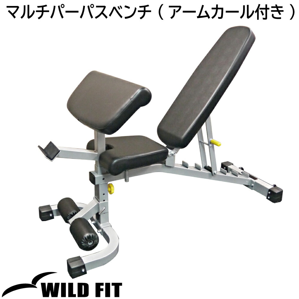 マルチパーパスベンチ アームカール付き Fit Premium Wild Impulse インパルス ジム スタジオ トレーニングマシン フィットネス プロ 本格的 代引き人気 Impulse