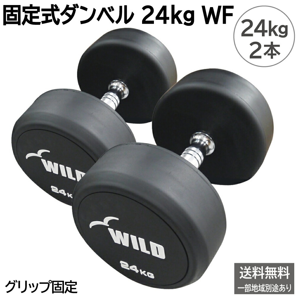 固定式ダンベル 24kg WF 2本セット 送料無料 ジムダンベル ラバーダンベル ウエイト 筋トレ トレーニング 腹筋 背筋 ホームジム ジム 鉄アレイ [WILD FIT Premium]