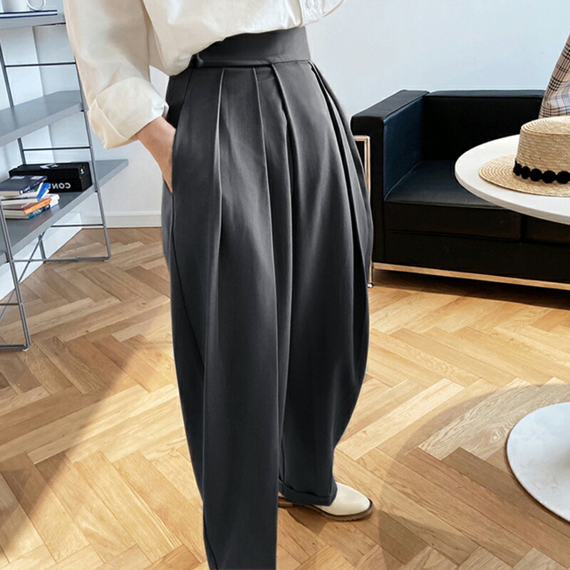 ☆韓国人気☆ワイドタックパンツ/AMOMENTO☆ 7/19！クーポンで3,480円】 タックワイドパンツ レディース
