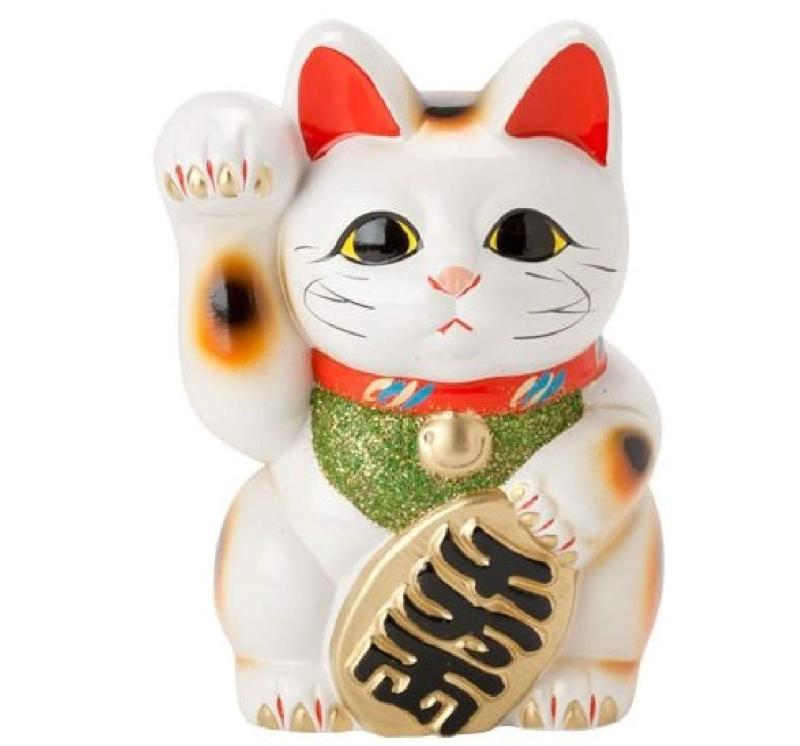 白 小判猫 6号 お金を招く右手 招き猫 常滑焼 の商品写真