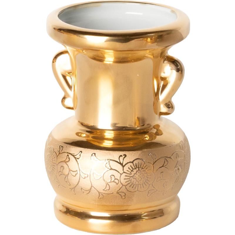 Ceramic Arte (セラミックアルテ) 仏具 金唐草 玉仏花 [ 花瓶/本金焼き付け/日本製 ] 仏花瓶 瀬戸もの 仏壇 仏様 お花 お供え