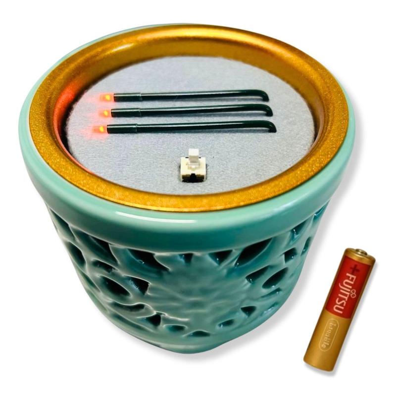 火を使わず安全な電子線香 仏具 LED電子線香 サンやすらぎ 寝かせ線香タイプ 透かし香炉 （東用）｜SLOPEUP