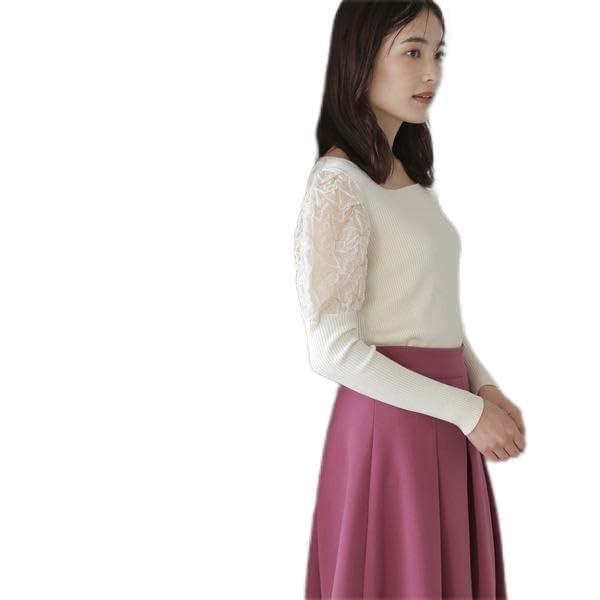 NATURAL BEAUTY BASIC(ナチュラルビューティーベーシック) セーターシアーパフスリーブニットレディース