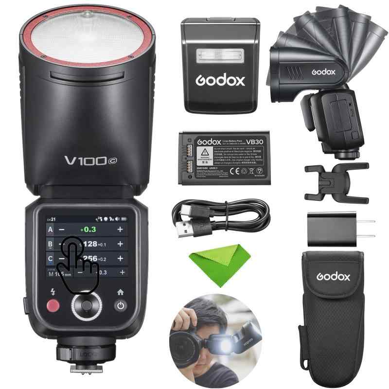 【Godox正規】Godox V100S V100-S 100Ws TTL フラッシュ スピードライト、Sony カメラ用、2.4G ワイヤレス、外部タッチスクリーン フラッシュ付き、400 フルパワー フラッシュ、1.7 秒リサイクル