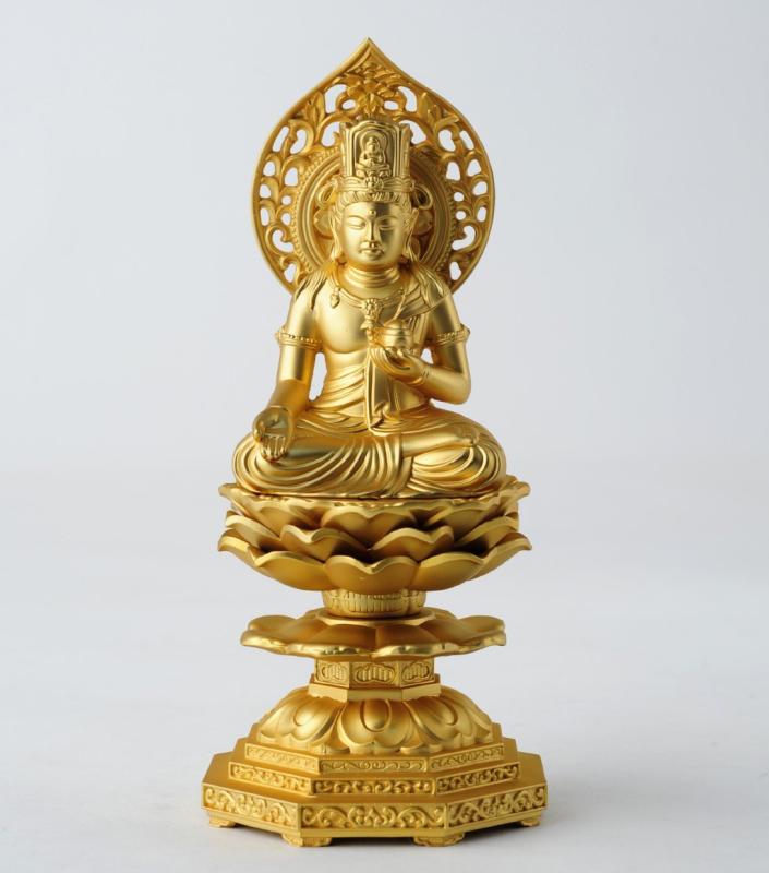 仏像 虚空蔵菩薩 15cm（金メッキ/24金） 仏師：牧田秀雲 原型＿（丑・寅年生まれ）十二支守り本尊 干支 高岡銅器 (こくうぞうぼさつ)