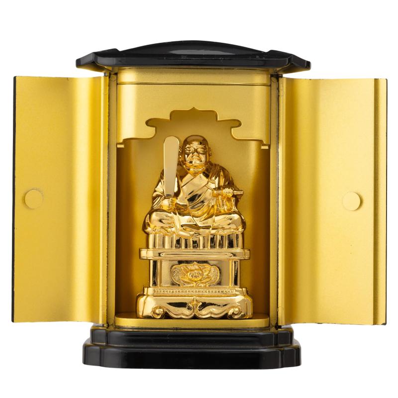 仏像 日蓮聖人君子(純金メッキ) マイコン厨子入り口・入口＿『日蓮宗』 立正大師 陵丘銅器 (にちれんしょうにんpcZ その他-キッチン用品・食器・調理器具