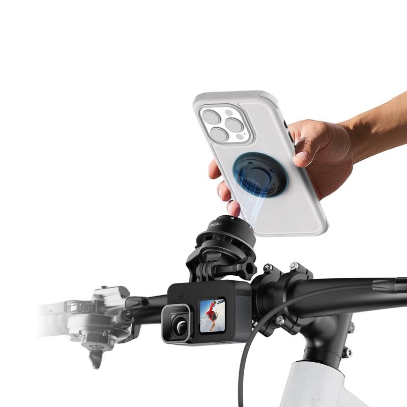Outplorer 360&deg;磁気オートバイ電話マウント クイックリリースハンドルバーブラケット 防振ダンパーと安全ロック付き 携帯電話用ブラインド取り付け｜SLOPEUP