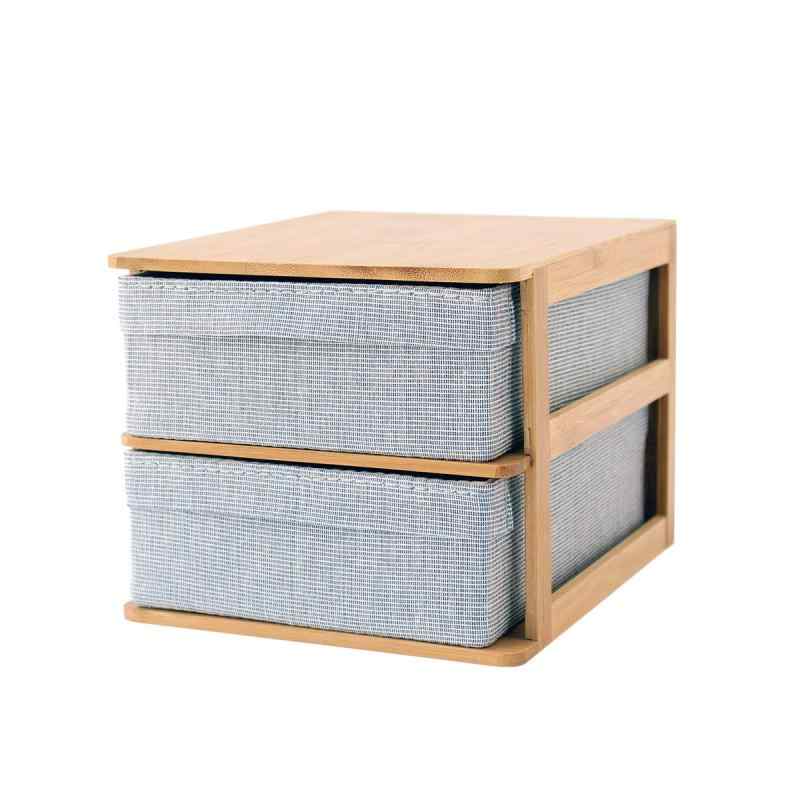 GUDEE グディ キャビネット 卓上 収納ボックス 小物入れ 引き出し 2段 竹 布製 GudeeLife Ree-Desktop drawer cabinet|SLOPEUP