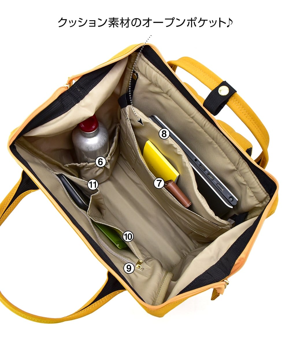 楽天市場 リュック アネロ 撥水加工 レディース 大容量 口金リュック Lサイズ 10ポケット Anello 新作 マザーズバッグ リュックサック 大人 ポケット たくさん 多機能 軽量 Big 防災 修学旅行 22l スロウファイン