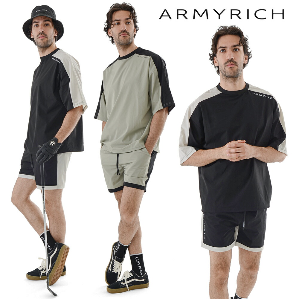 【36%OFF】★OT ARMYRICH 広広とした5分ナイロンティーシャツセットアップ メンズ 春夏用 薄っぺらナイロン原料品 伸ばすこと 5分袖 大層らしい大きさ セットアップ ゴルフ御召しもの 形づくる 黒いこと/グレージュ M/L/XL/3L