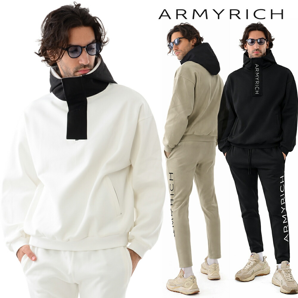 楽天市場】ARMYRICH 鹿の子 ハーフジップ プルパーカー セットアップ