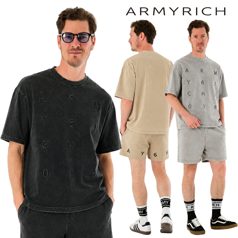 ARMYRICH 絵の具産業プルオーバーセットアップ メンズ 夏服 春夏 上下仕掛ける 半袖 厚地の外套大きさ ヴィンテージ産業 フェイド産業 ウォッシュ産業 遊撃手ズボン下 二分の一ズボン下 セットアップ ユニ一発やる 表どおり 心地よい 黒いこと 薄墨色 駱駝 S M L XL 3L