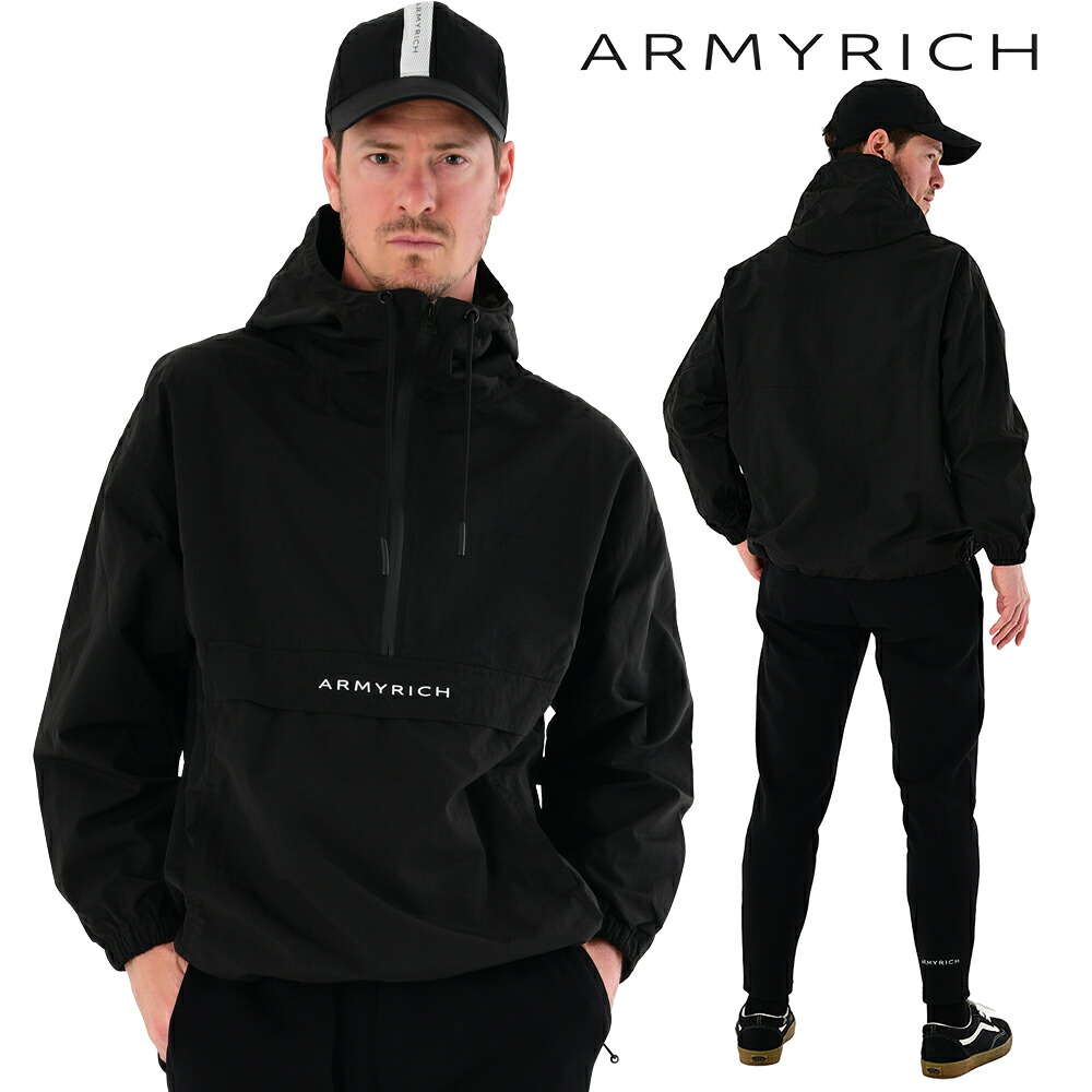 【札幌から発送】ARMYRICH ナイロン切替 アノラックパーカー スウェットパンツ セットアップ メンズ 冬服 春服 春夏撥水 軽量 異素材 上下セット スポーツ ミリタリー ストリート ブラック M/L/XL/3L