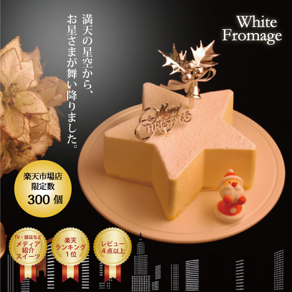 クリスマスケーキ　ホワイトフロマージュ（約14cm）