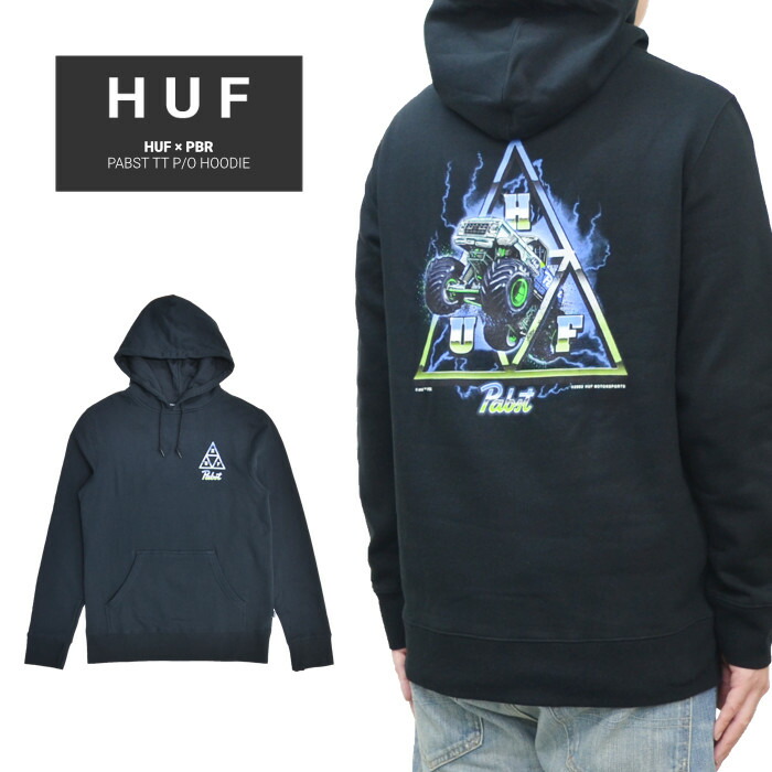 HUF ハフ パーカー PBR PABST TT P/O HOODIE フリース スウェット メンズ S-XL ブラック PF00495 【在庫一掃】
