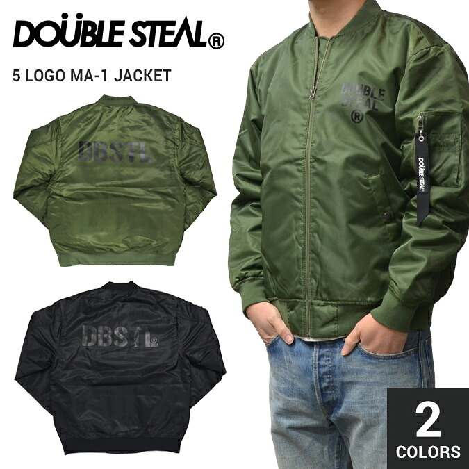 DOUBLE STEAL BLACK / ダブルスティール ブラック 5 LOGO MA-1 JACKET フライトジャケット ミリタリージャケット ナイロンジャケット アウター メンズ ストリート 【RCP】【売り尽くし】