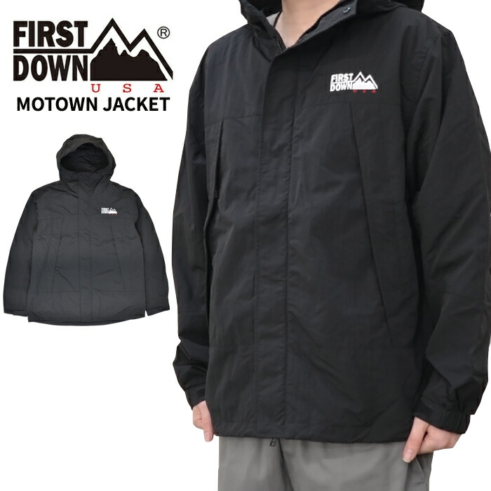 FIRST DOWN USA ファーストダウン ジャケット MOTOWN JACKET TASLAN NYLON モータウンジャケット タスランナイロン ナイロンジャケット アウター ブルゾン メンズ M-XL ブラック F441001C｜Slow time life