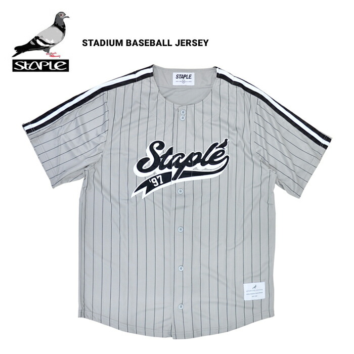 STAPLE ステイプル ベースボール ジャージ STADIUM BASEBALL JERSEY ゲームシャツ トップス メンズ M-XL グレー 2205C6966 【バーゲン】