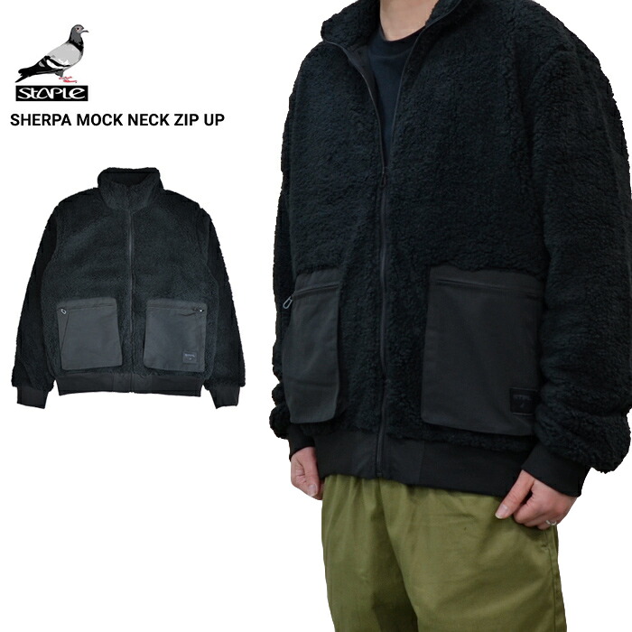 STAPLE ステイプル ジャケット SHERPA MOCK NECK ZIP UP JACKET フリースジャケット ボア ジップジャケット アウター ブルゾン メンズ 長袖 M-XL 2211O7141 【バーゲン】｜Slow time life