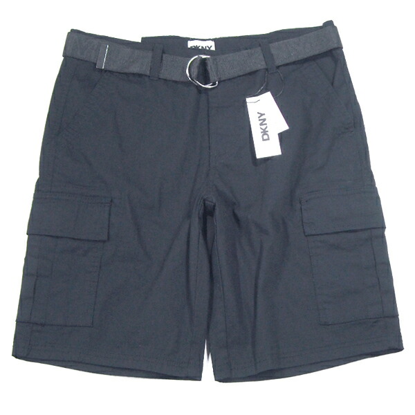 DKNY【ベルト付き★ジャカードでブランドロゴになった渋い存在感】カーゴショーツ【ブラック 黒黒】新品 ダナキャラン ニューヨーク メンズ  ハーフパンツ ショートパンツ 短パン Calvin Klein カルバンクライン DIESEL ディーゼル Armani Exchange【NEW YORK買い付け】