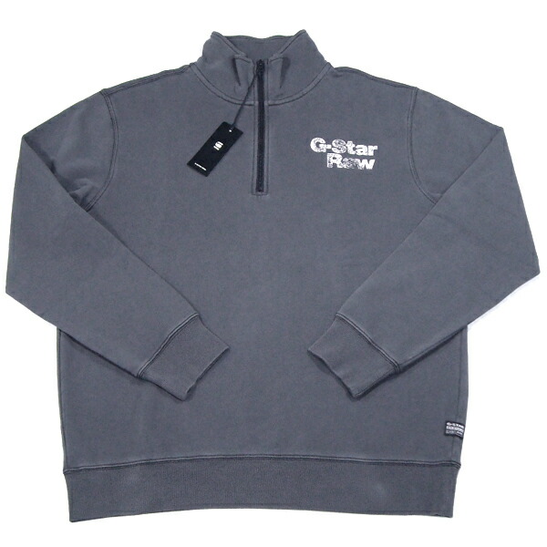 G-Star RAW【絵の具産業★100% ORGANIC COTTON★前後で連絡したロゴタイプ刷り上げる】ハーフジップ 汗水【濃灰色薄墨色】新品 ジースター ファースト メンズ 調教師 DIESEL ディーゼル ENERGIE 活動力 Ben Sherman ベンシャーマン Armani Exchange【NEW YORK買付け】