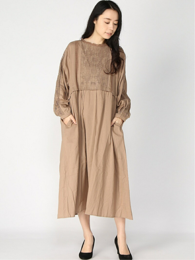 楽天市場 Rakuten Fashion Sale 60 Off 花の透かしレース貼りワンピース Samansa Mos2 サマンサモスモス ワンピース 長袖ワンピース グリーン パープル ブラウン Rba E Sm２ サマンサモスモス