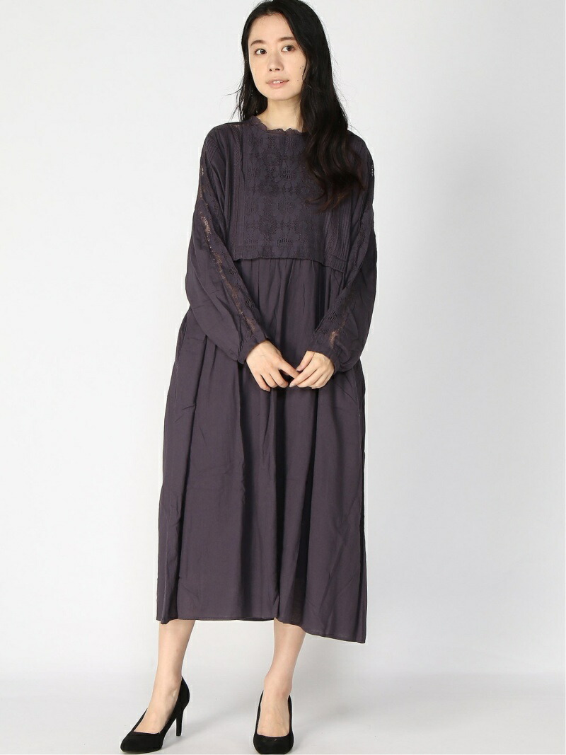 楽天市場 Rakuten Fashion Sale 60 Off 花の透かしレース貼りワンピース Samansa Mos2 サマンサモスモス ワンピース 長袖ワンピース グリーン パープル ブラウン Rba E Sm２ サマンサモスモス