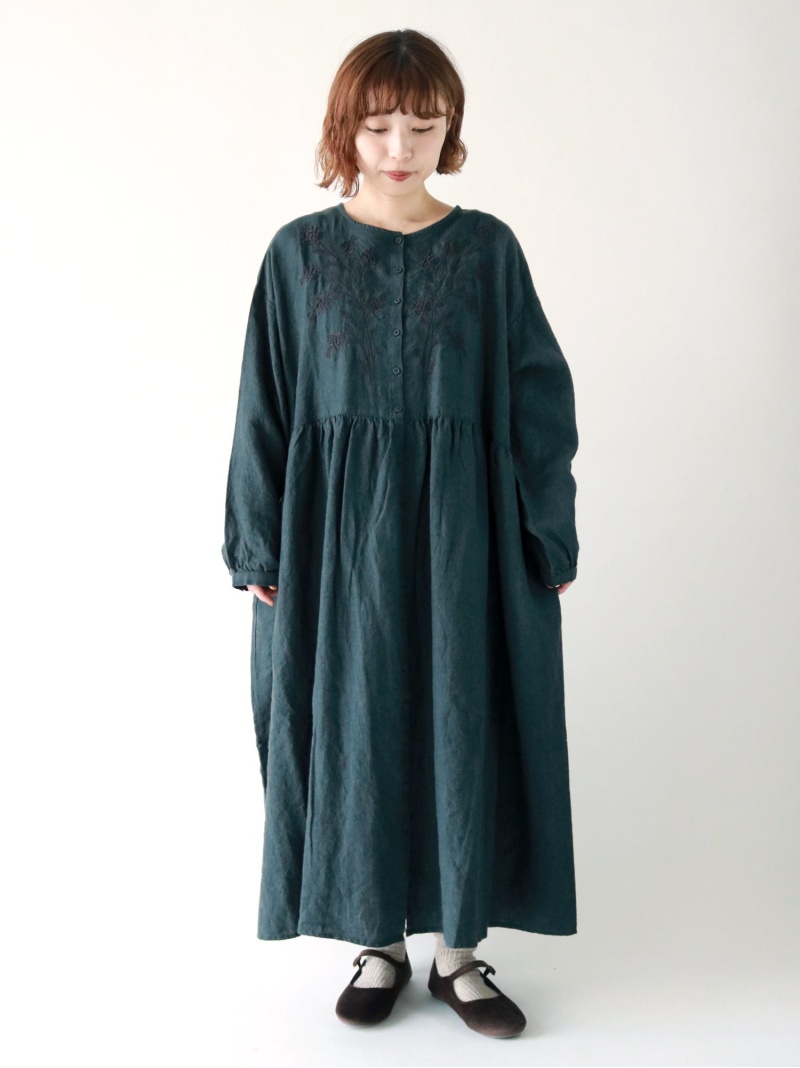 楽天市場 Samansa Mos2 35th Slowlinen 刺繍ワンピース Samansa Mos2 サマンサモスモス ワンピース 長袖ワンピース グリーン ブラック ベージュ レッド 送料無料 Rakuten Fashion Sm２ サマンサモスモス