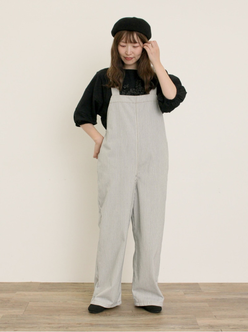 サロペット&帽子（オルメル） セール】 【S-LL】大人カジュアルに ベアトップ風 キャミサロペット